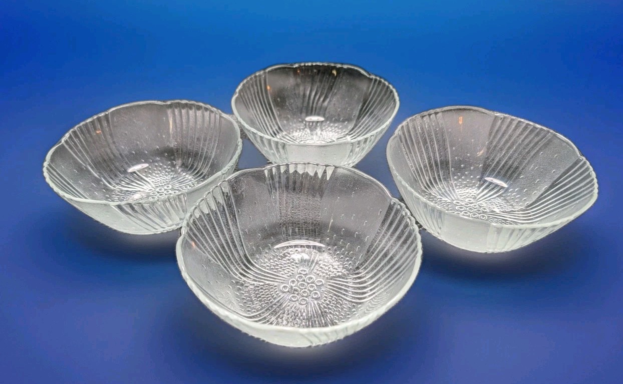 1970’s Set of 4 Libbey Harmony Glass Berry/Dessert Bowls Clear Glass Serving 5in