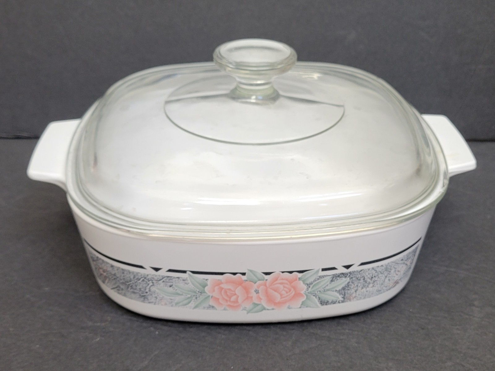 6pc Corning Silk & Roses Casserole Dishes A-2-B, A-3-B, A-5-B w/ Pyrex Lids EXC