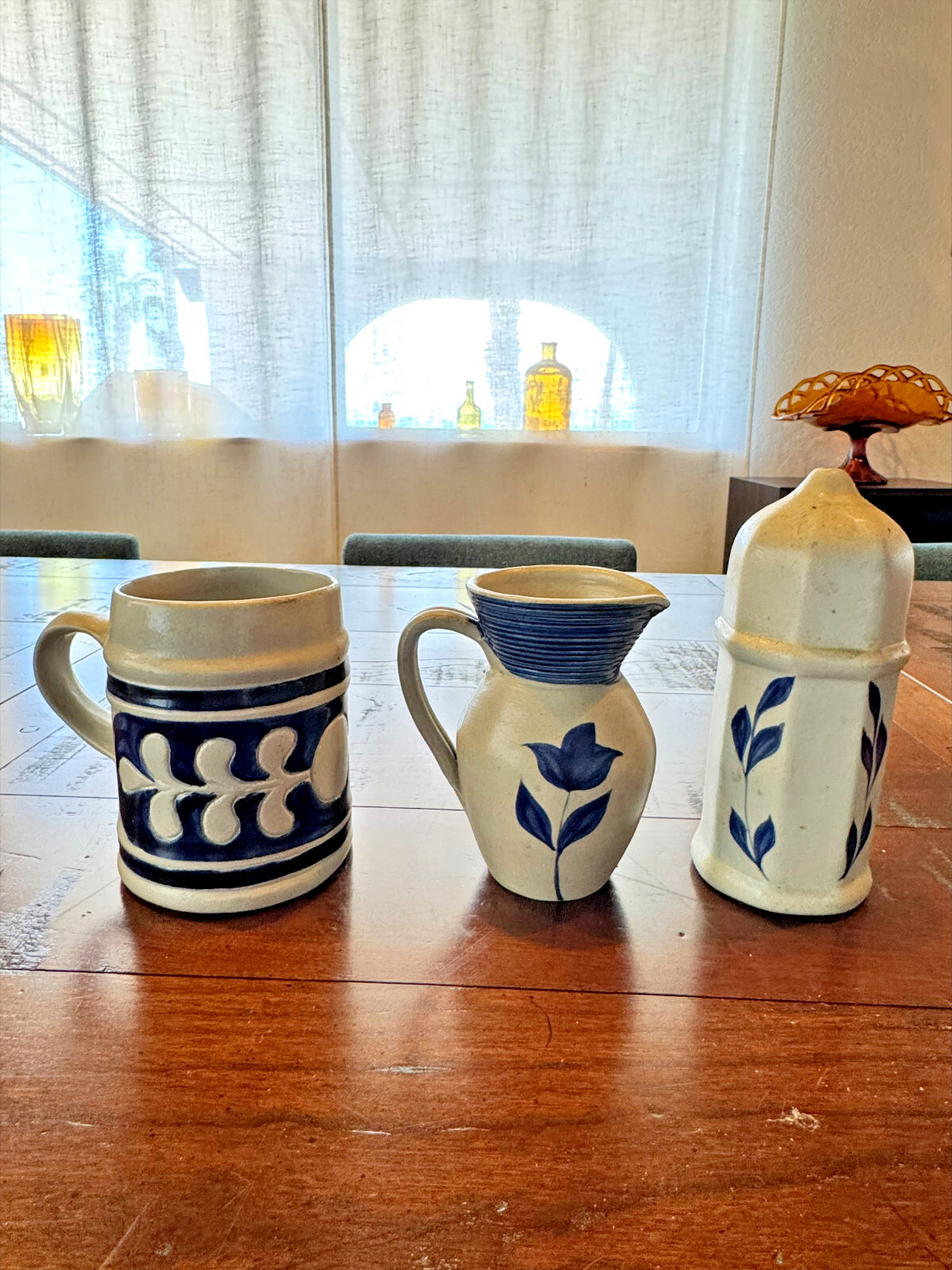 5 Beautiful Williamsburg Vintage Pottery Stoneware Set Blue Colonial Motif