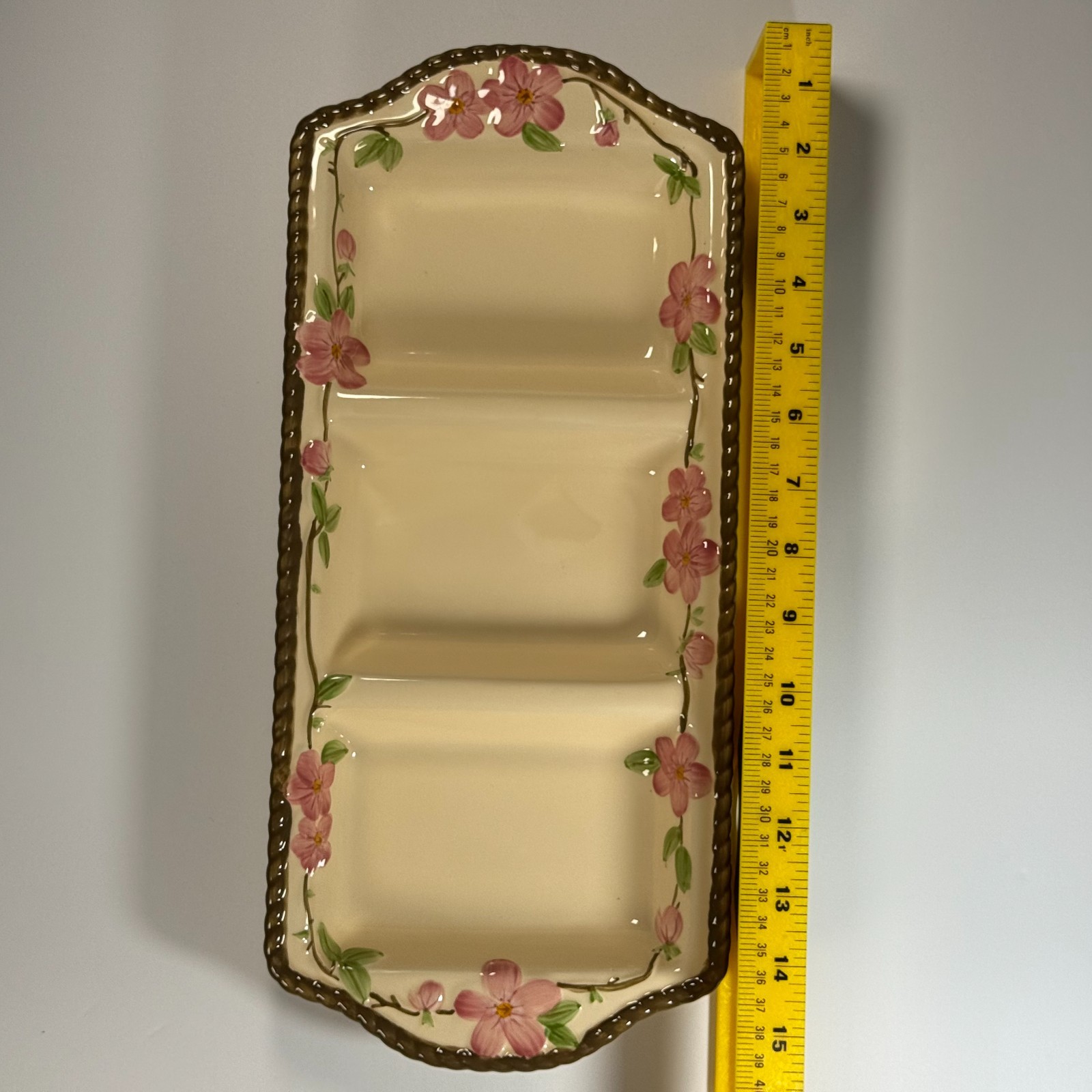 Franciscan Desert Rose 15.5” Divided Serving Dish 3 Section Tray w/ Sticker