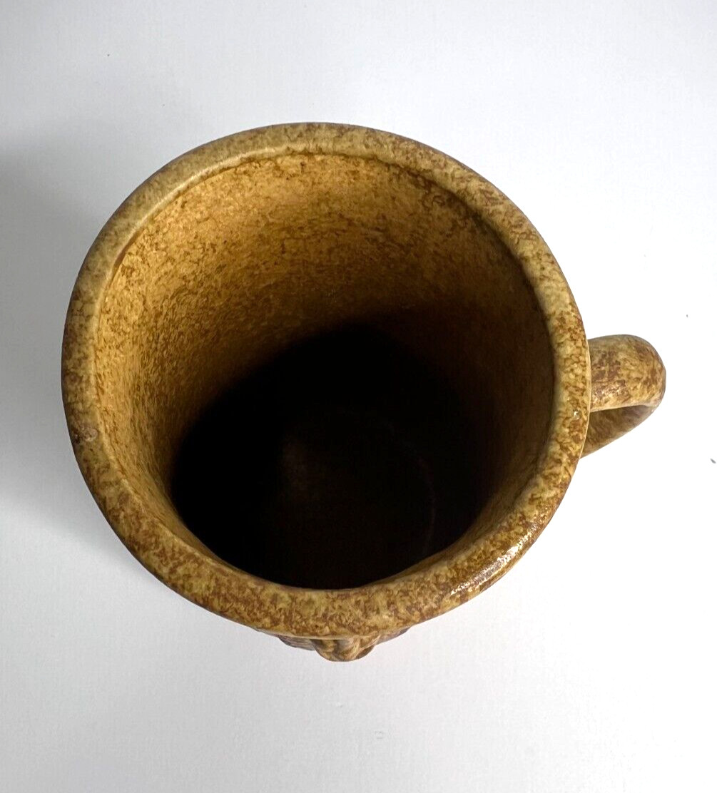 Ugly Funny Face 3D Coffee Beer Mug Art Pottery Stoneware Studio Art Eyebrows