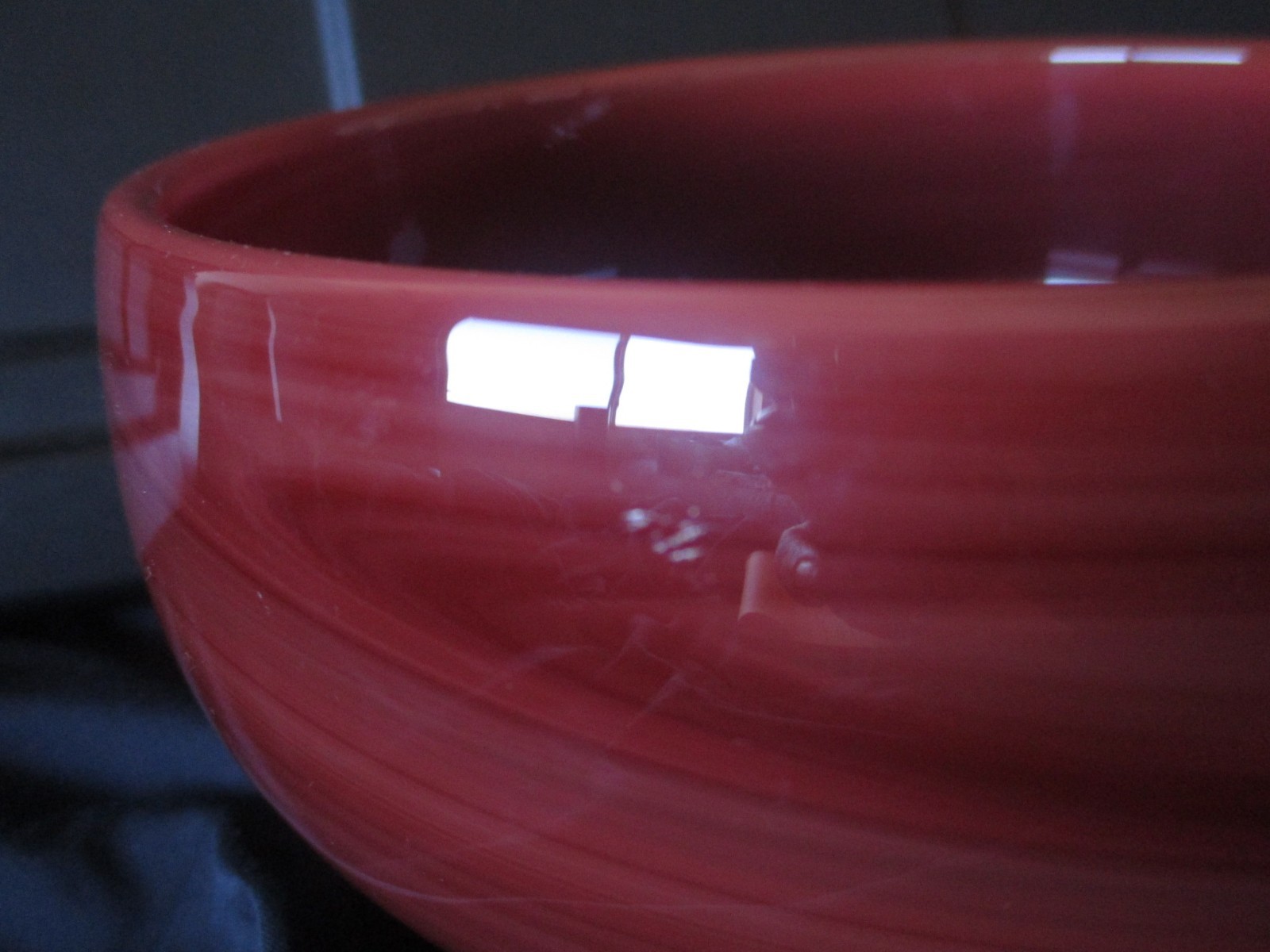 Baker O’Brien Studio 1997 Studio Art Hand Blown Red Swirl Glass Bowl