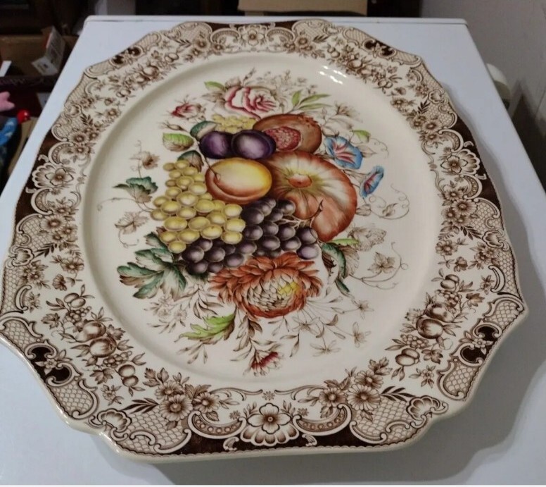 Windsor Ware Johnson Bros England Harvest Fruit Large Oval Platter 20″ NOS UNUSE