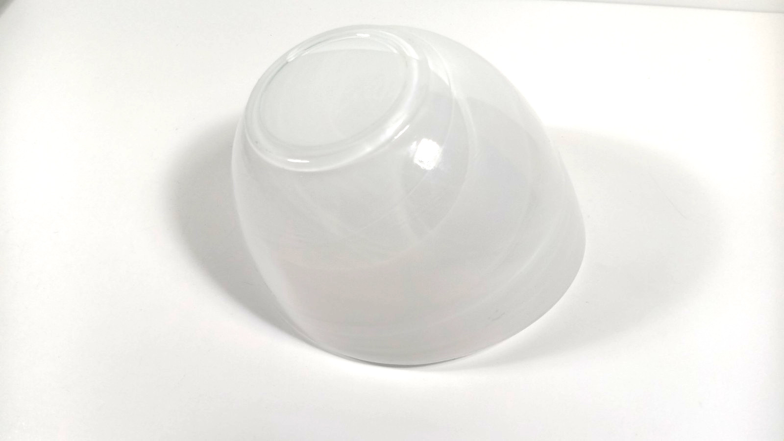Vintage White Swirl Milk Glass Bowl asymmetrical