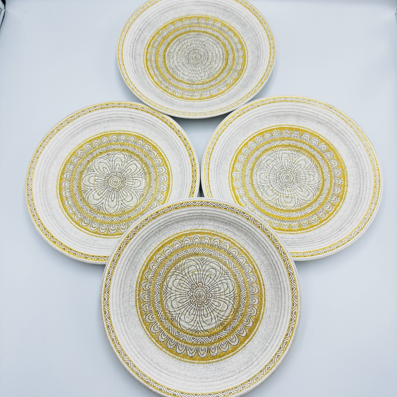 Set of 4 Vtg Franciscan Earthenware Hacienda Gold 8.25″ Salad Plate MCM Preloved