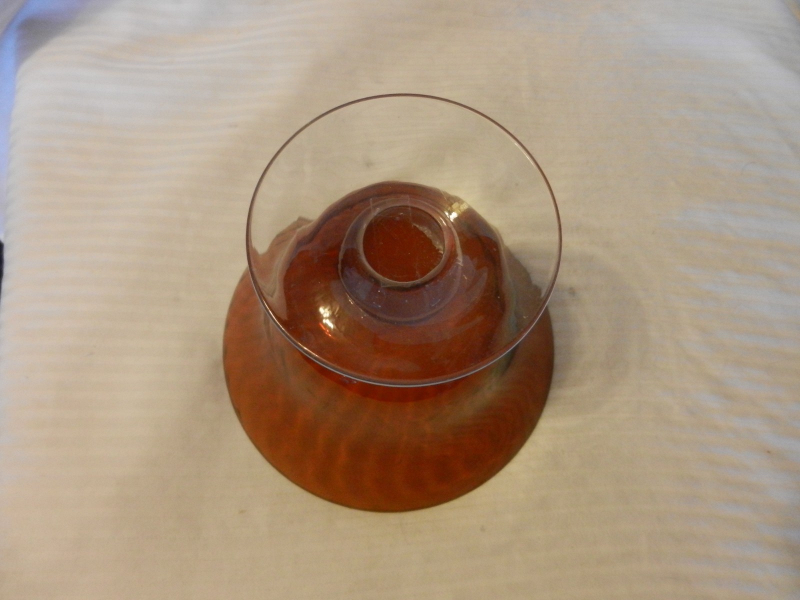 Brown Amber & Clear Glass Pedestal Fruit or Flower Bowl from FTD