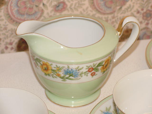 21 Aichi China Occupied Japan Tea Pitcher Creamer Sugar Bowl 6 Plate Saucer Cup