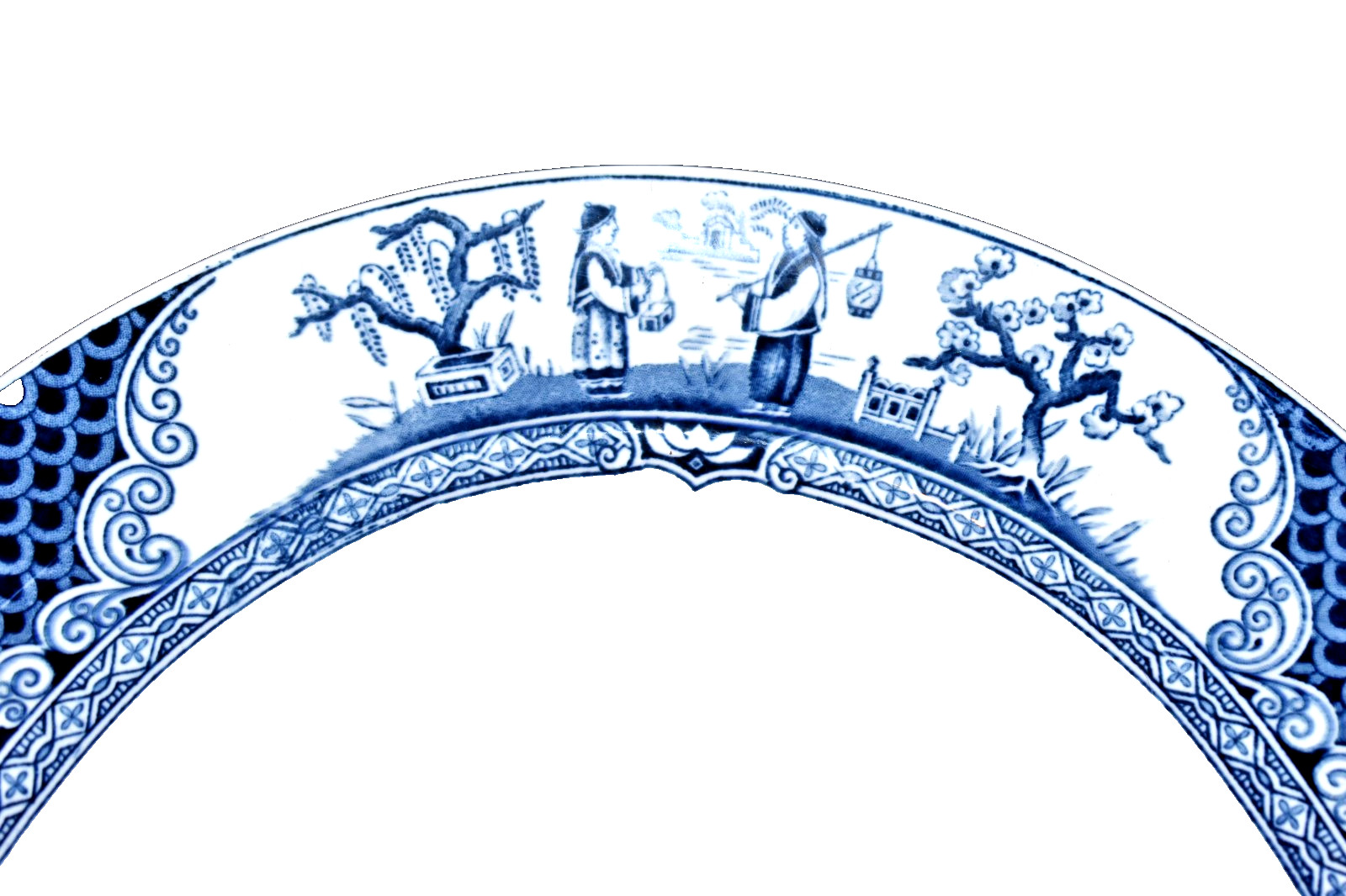 Antique 1915 Adderley England Nankin Blue Asian Scenes Ironstone Platter 15 3/4″