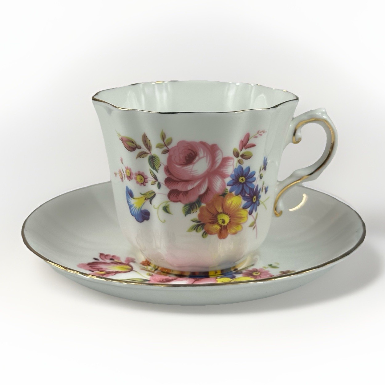 Royal Grafton Pink Rose Teacup Saucer Set 1517 Bone China England Cottagecore