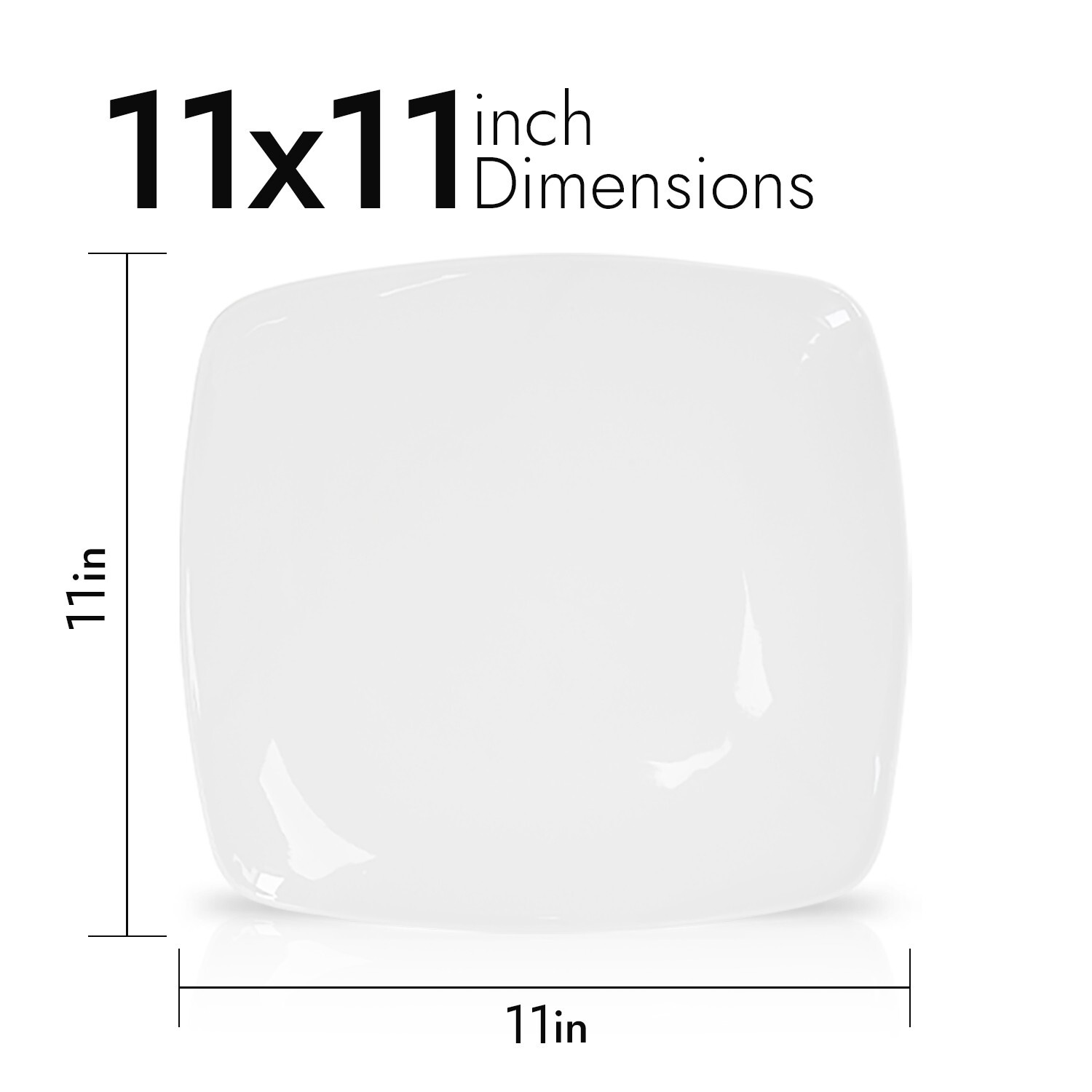 11″ Flat Square White Dinner Plate Set for Everyday Dining and Special Occasions