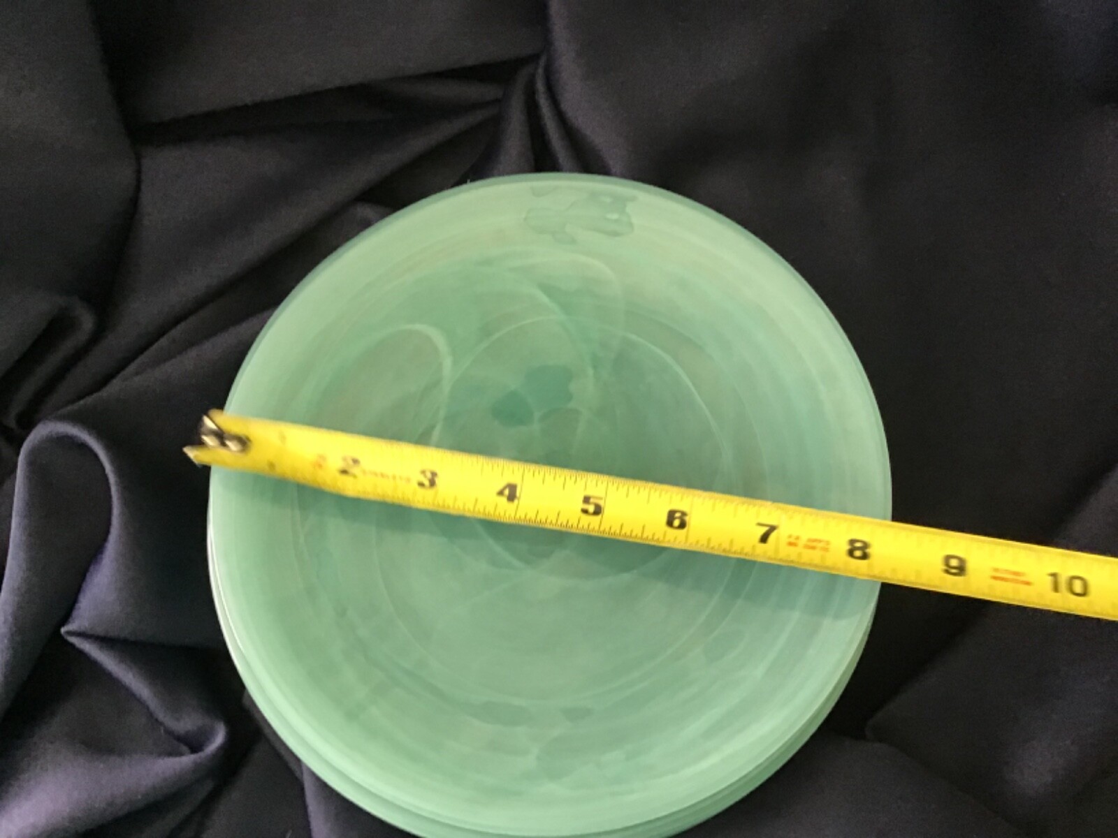 6 PIER ONE aqua ALABASTER glass SALAD PLATES EXCELLENT! PIER 1 turquoise green