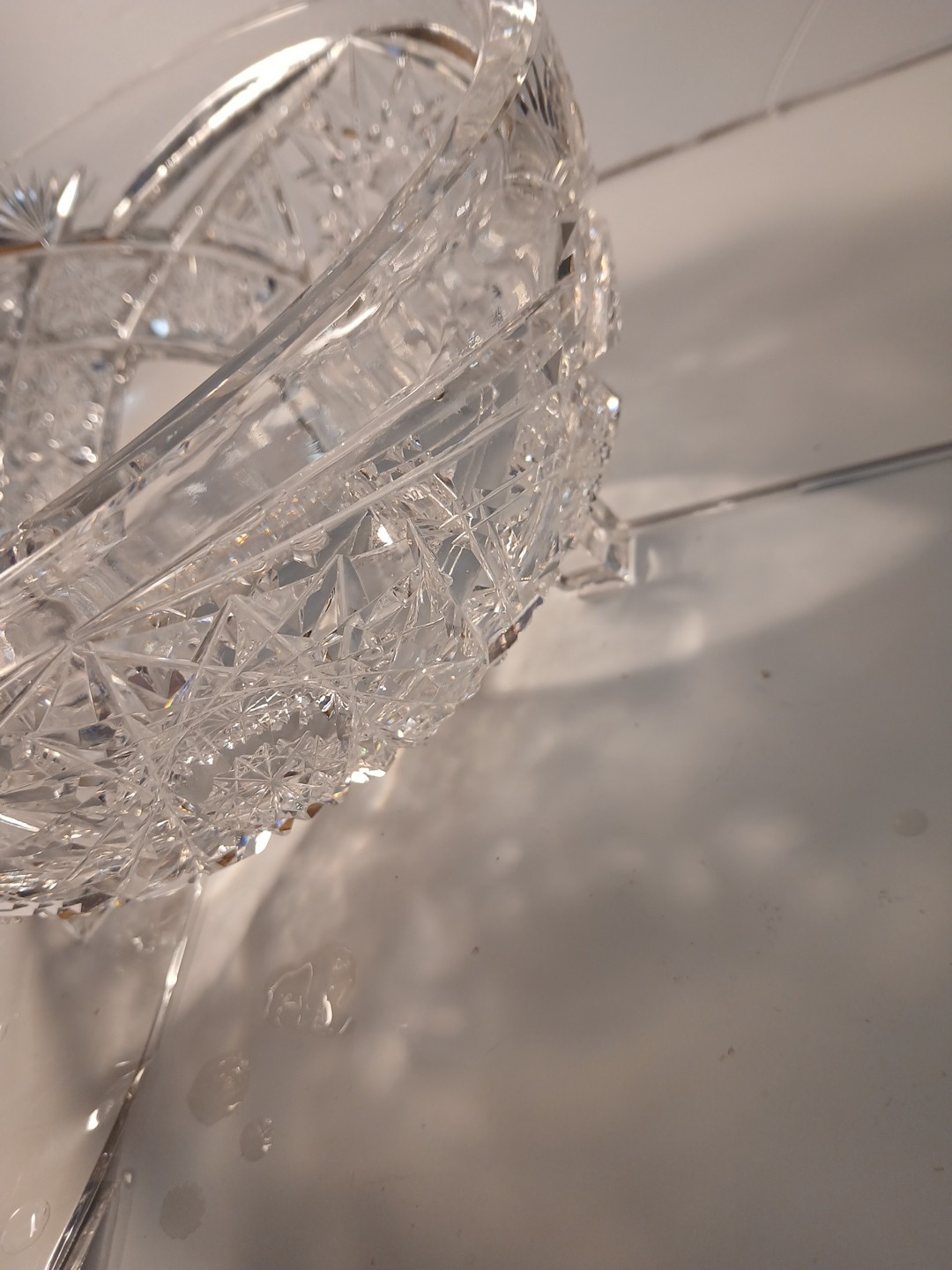 Crystal Leaded 3 Footed Cut Glass Centerpiece/Serving Bowl Weighs Over 4 Pounds