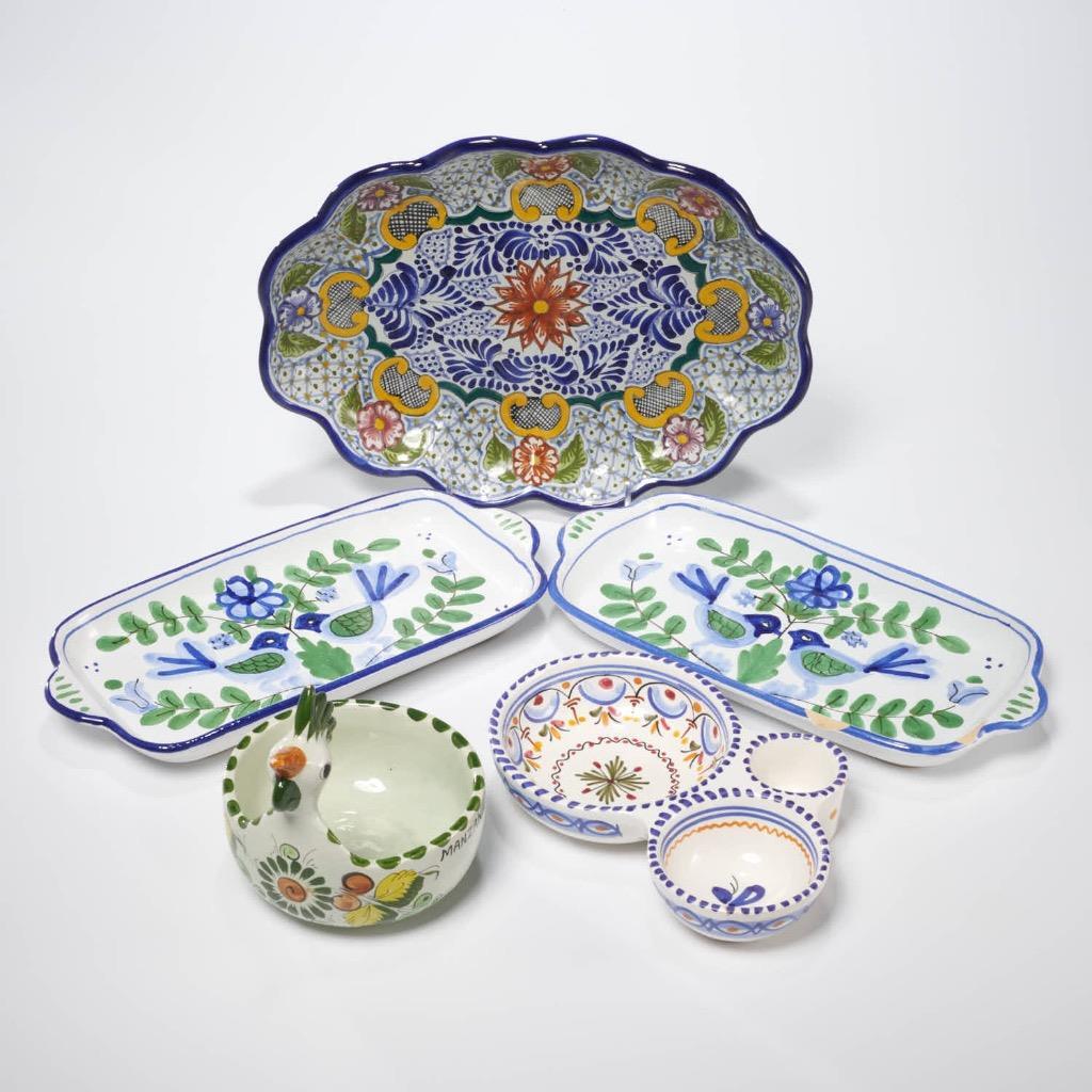Mixed Majolica Lot Spain Italy Mexico Hand Painted Pottery Serving Bowl Dish 5pc