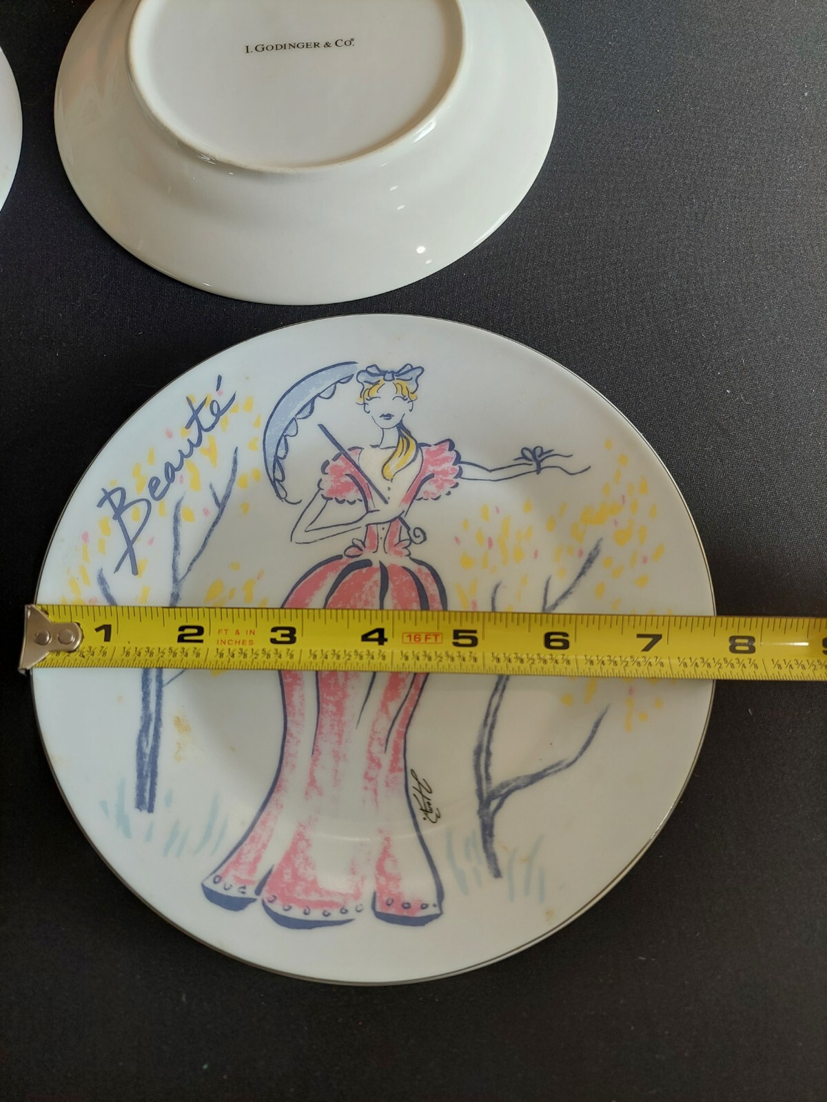 Godinger Victorian Ladies Dress Dessert Plates Pastel Spring Set 4 Woman In Box