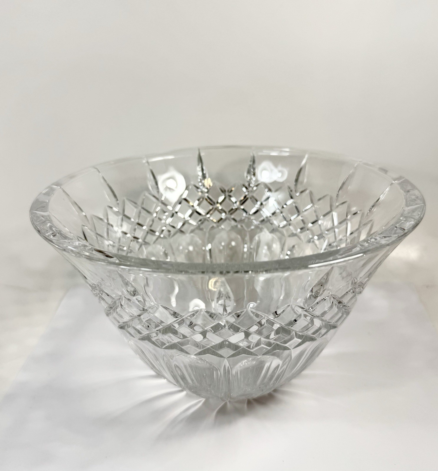 Marquis by Waterford Crystal Bowl Shelton Diamond Cut Glass 8” E38
