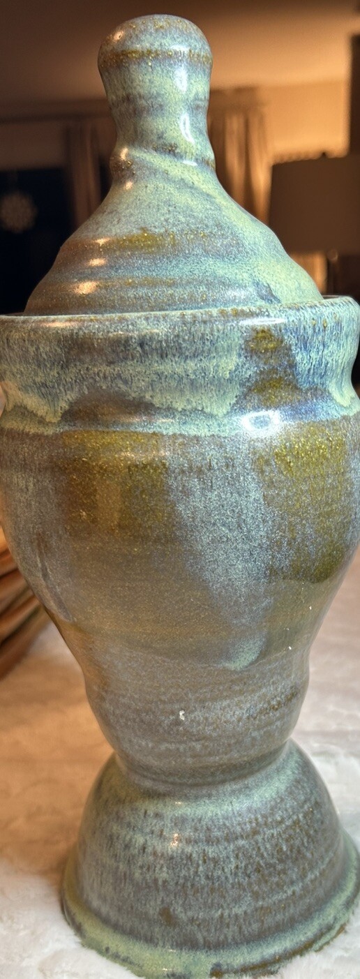 Handcrafted Stoneware Canister with Lid Studio Pottery 10 1/2” Tall Home Decor