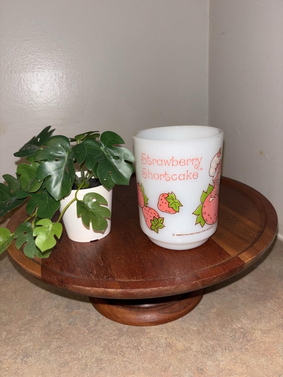 Strawberry Shortcake Milk Glass 10oz. Coffee Mug Anchor Hocking Fire King