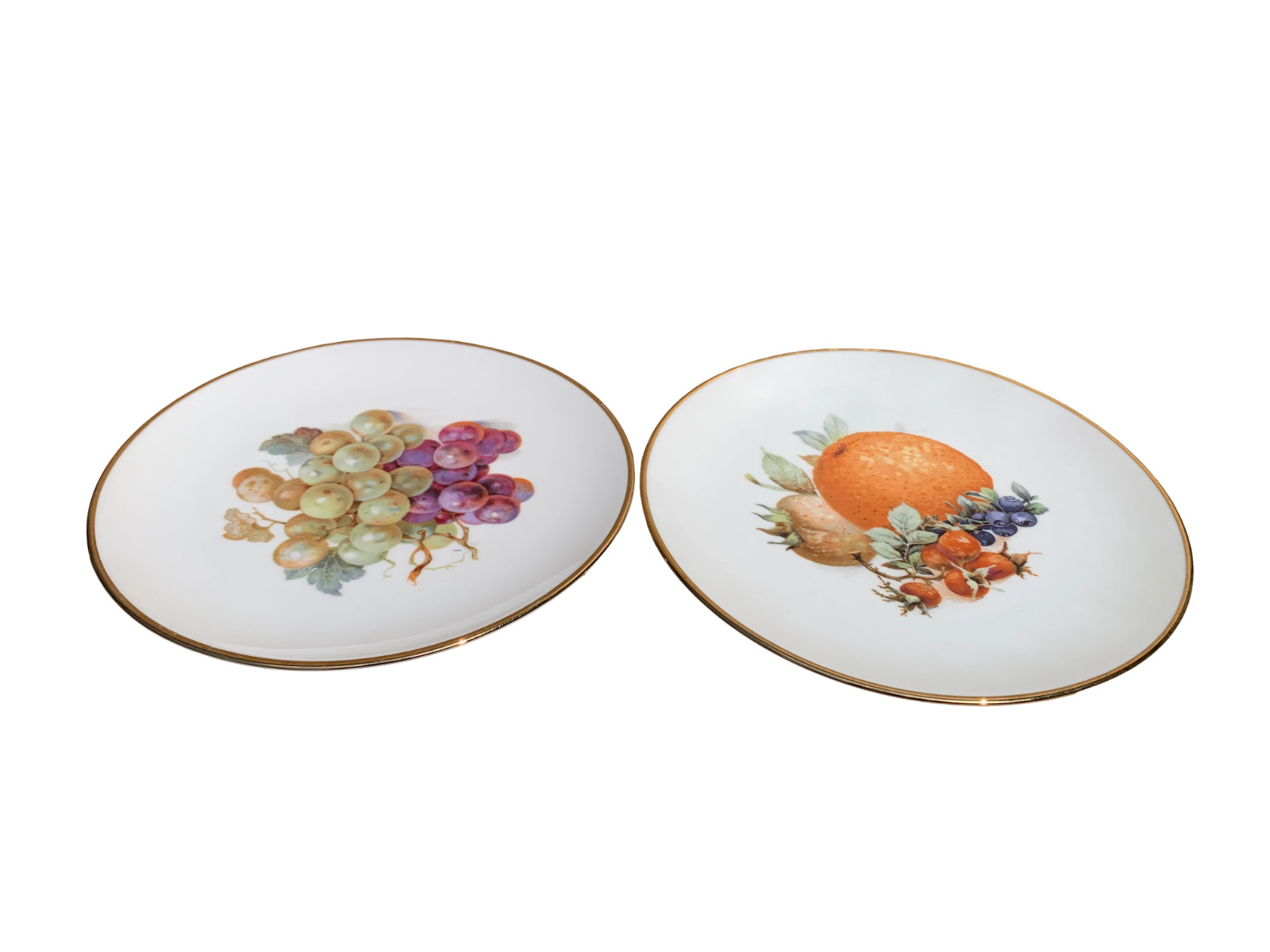 Vintage Schumann Arzberg Bavaria Fruit (6) Plates Gold Trim Germany 7.5″