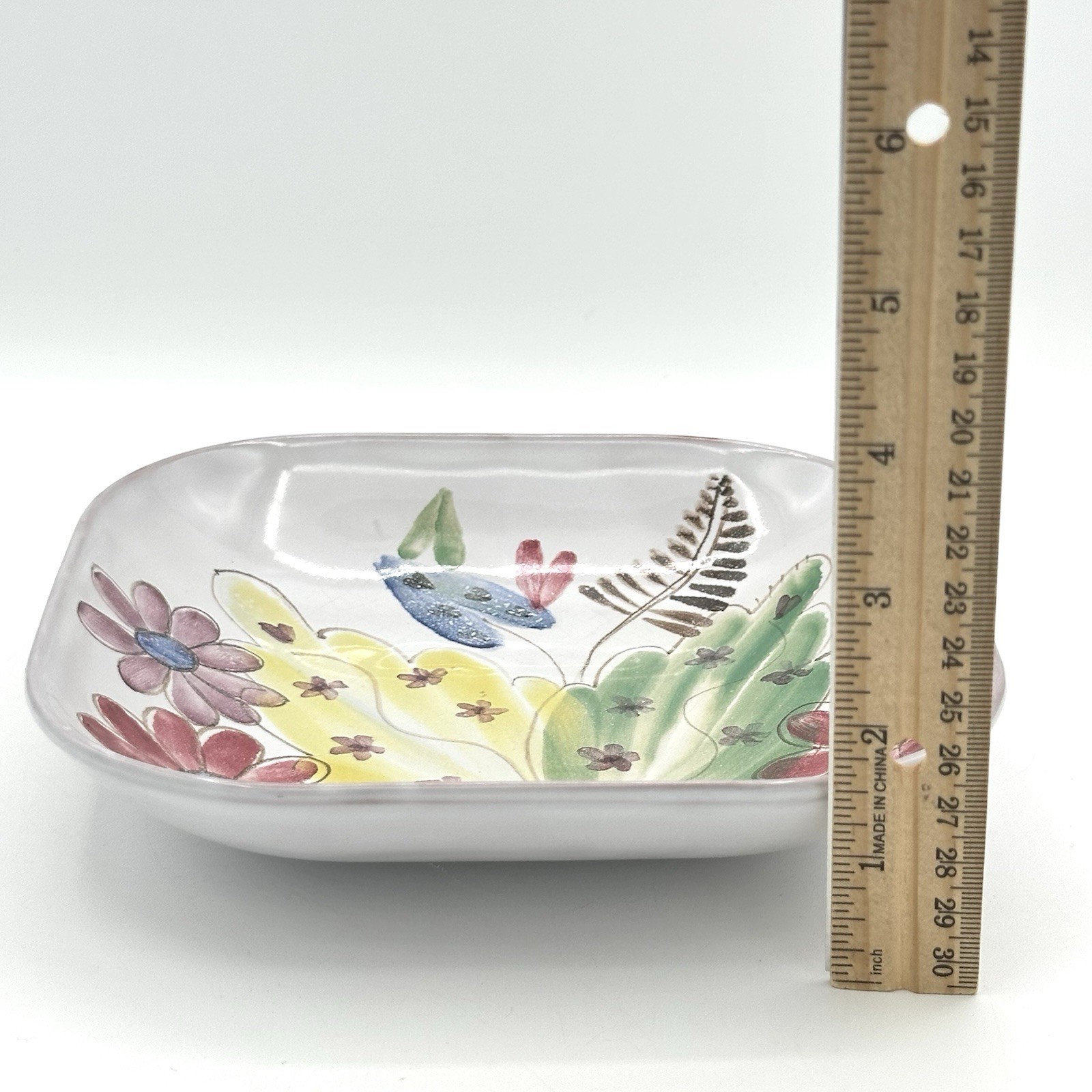 Vintage Arabia Ara Finland Hand Painted Decorative Bowl Floral 7.25 X 7.25 Inch