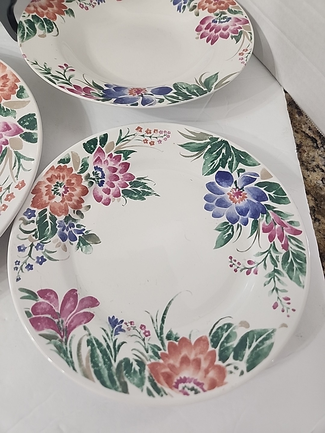 Set Of 6 Farberware Theresa #458 China Plate Salad Bowl Set Vintage