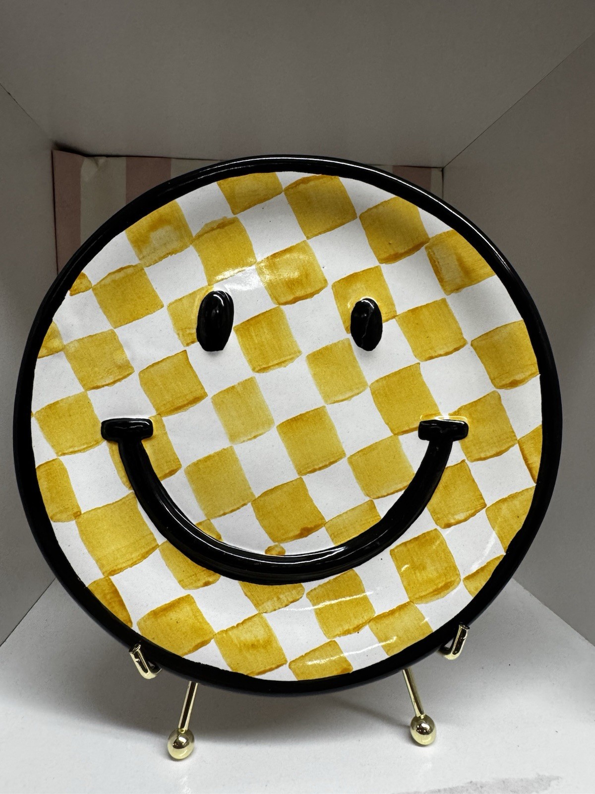 MACKENZIE CHILDS 8” Smiley Face Plate Made In Aurora – Never Released Limited