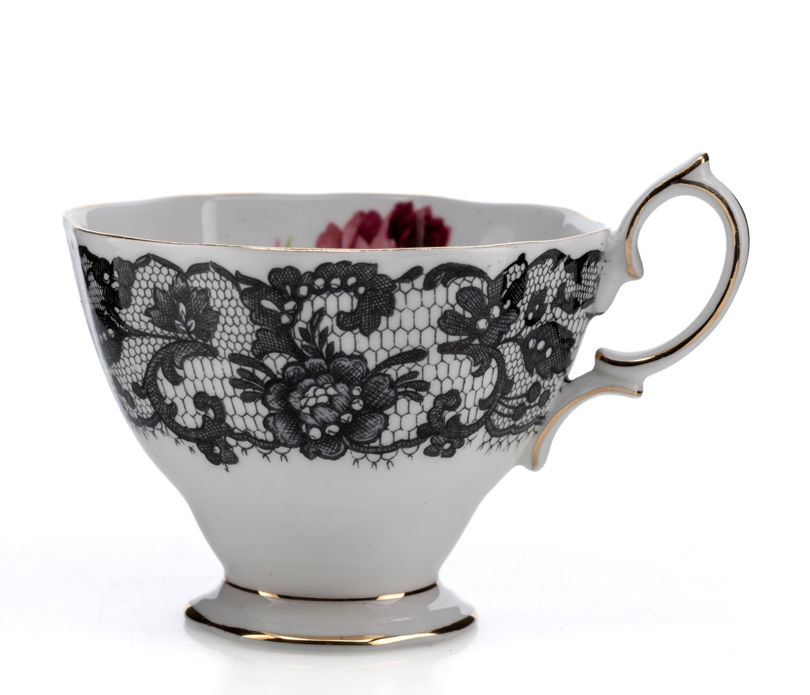 Royal Albert Bone China Tea-Cup Only Senorita Pattern Black Lace Rose 3″ 100g VG