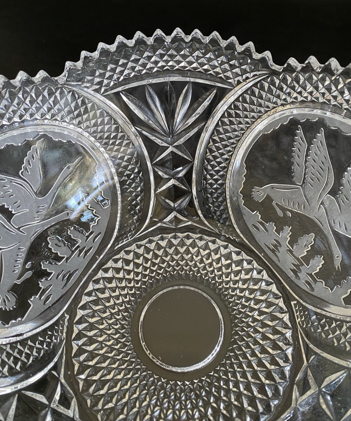 Antique ABP American Brilliant Period Cut Crystal 8.25″ Bowl Saw-Tooth Edge