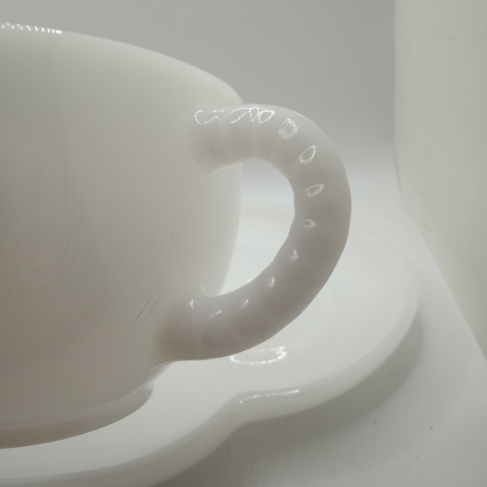1950’s Federal Glass Company Milk Glass Chalet Snack Set Plate & Cup Vintage