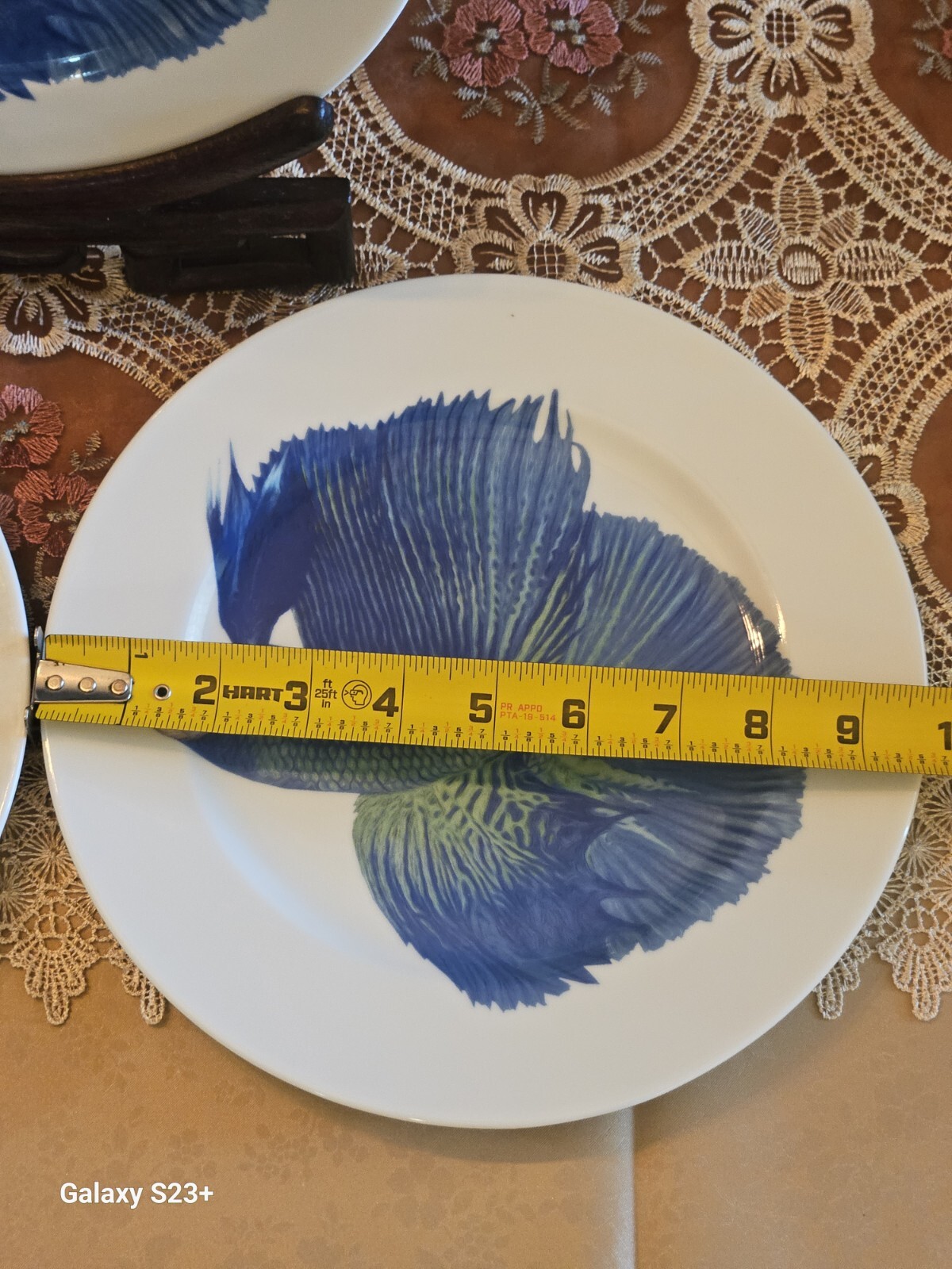 4xSwedish Ikea Blue Beta Fish Plates 9.75″ Porcelain Made In Poland Unused
