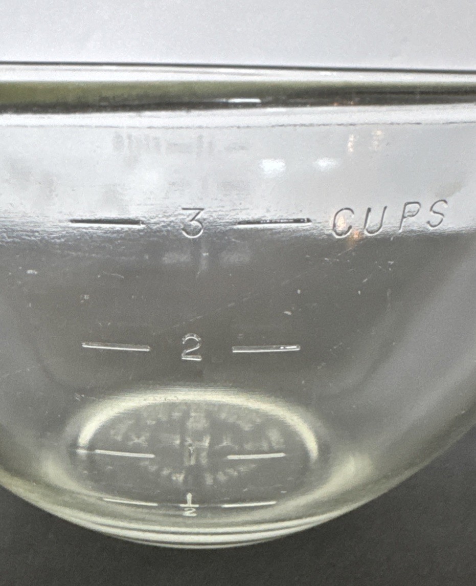 Pyrex Clear Glass Tear Drop 3 Cups Measuring Bowl 1.5 Pints Vintage 1970’s