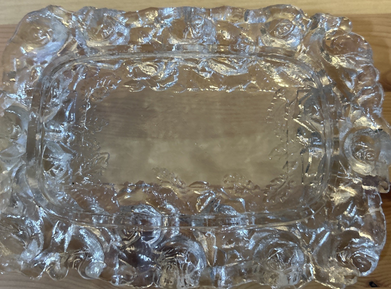 Raised Rose Petal Pattern Perimeter Butter Dish~Antique~Stunning!