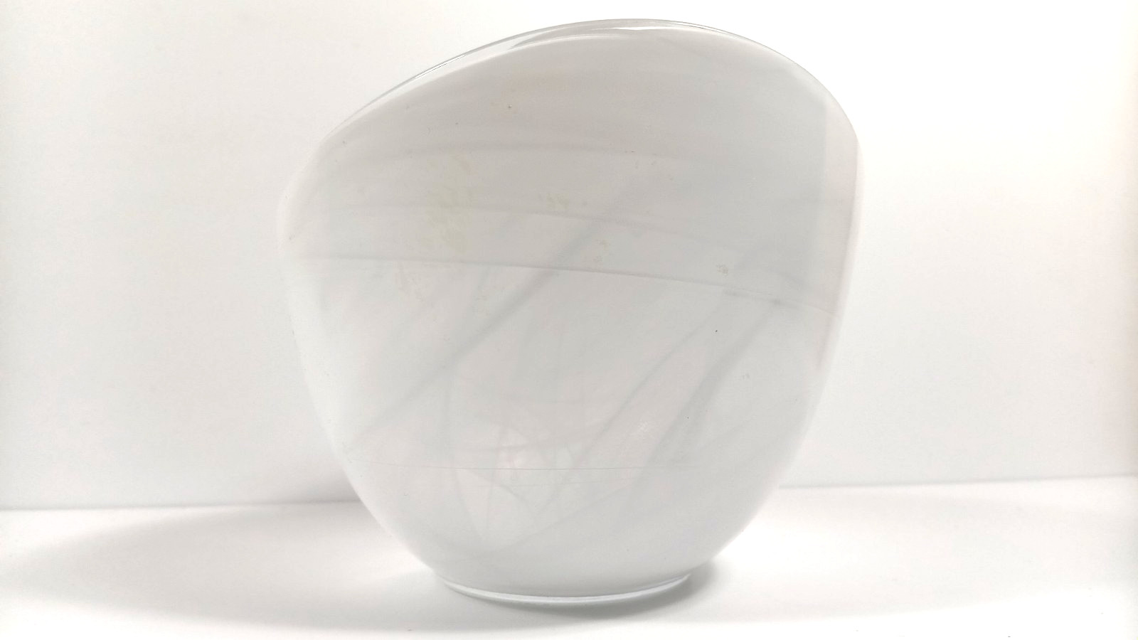Vintage White Swirl Milk Glass Bowl asymmetrical