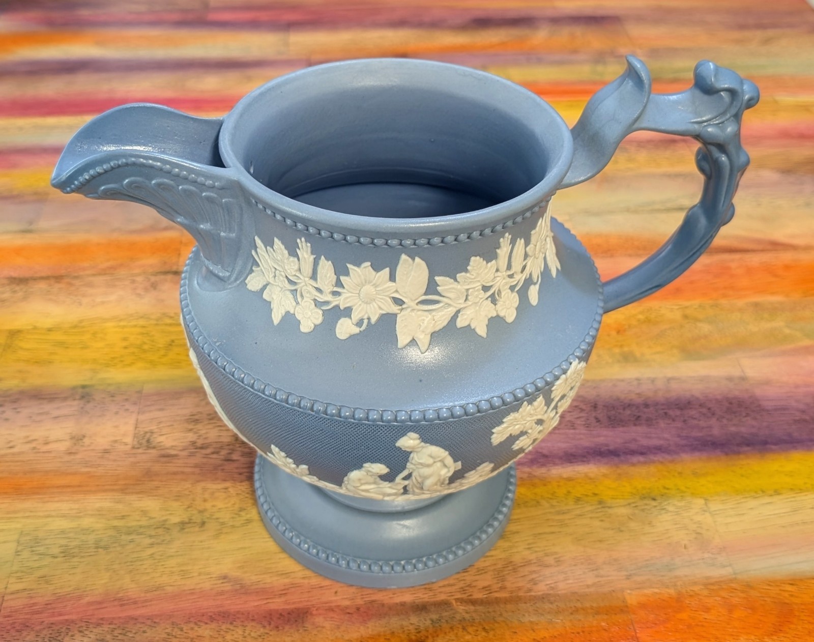 ⭐Antique Pitcher Staffordshire Chrysanthemum Factory stoneware Jug Neoclassical