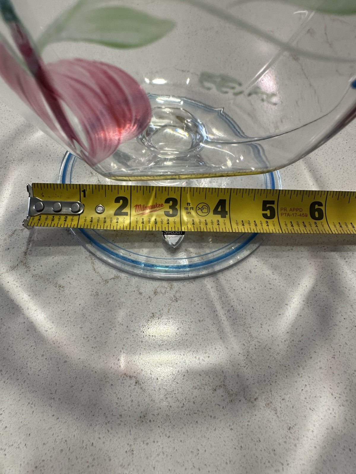 VTG ORREFOS 1980 SIGNED MAJA 7” FOOTED HANDPAINTED CRYSTAL BOWL BY EVA ENGLUND
