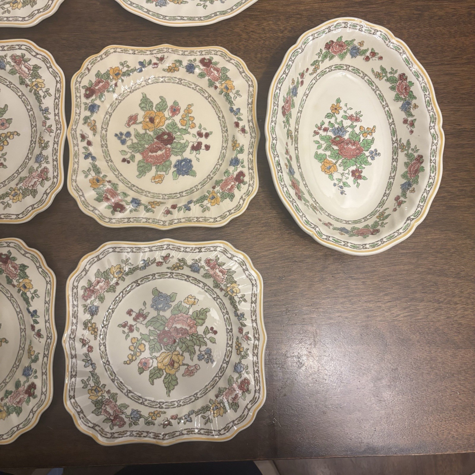 Royal Doulton Cavendish D5009 China Lot 10 Pc Square plates Serving bowl