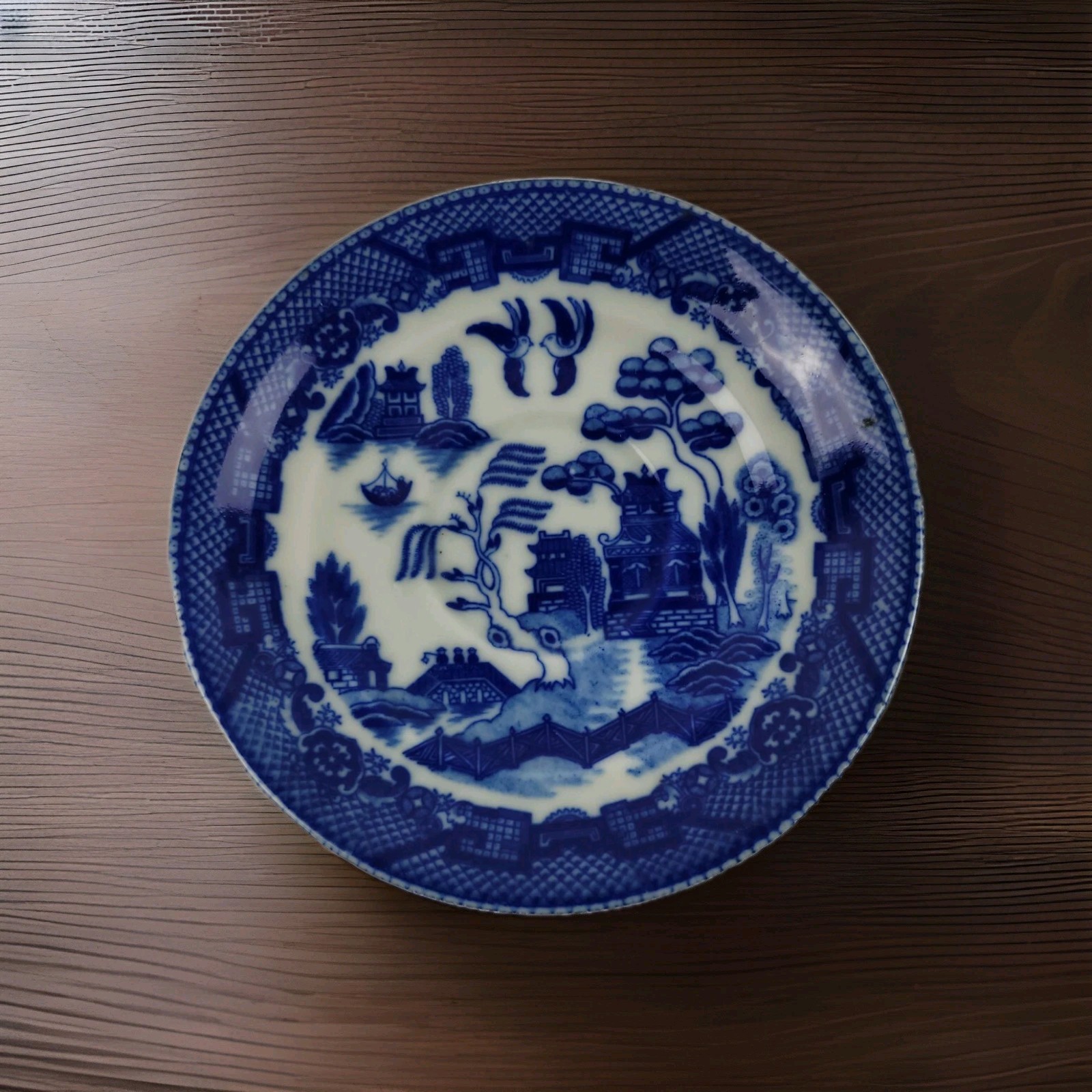 Maruta China Saucer – Blue Landscape – Made in Occupied Japan