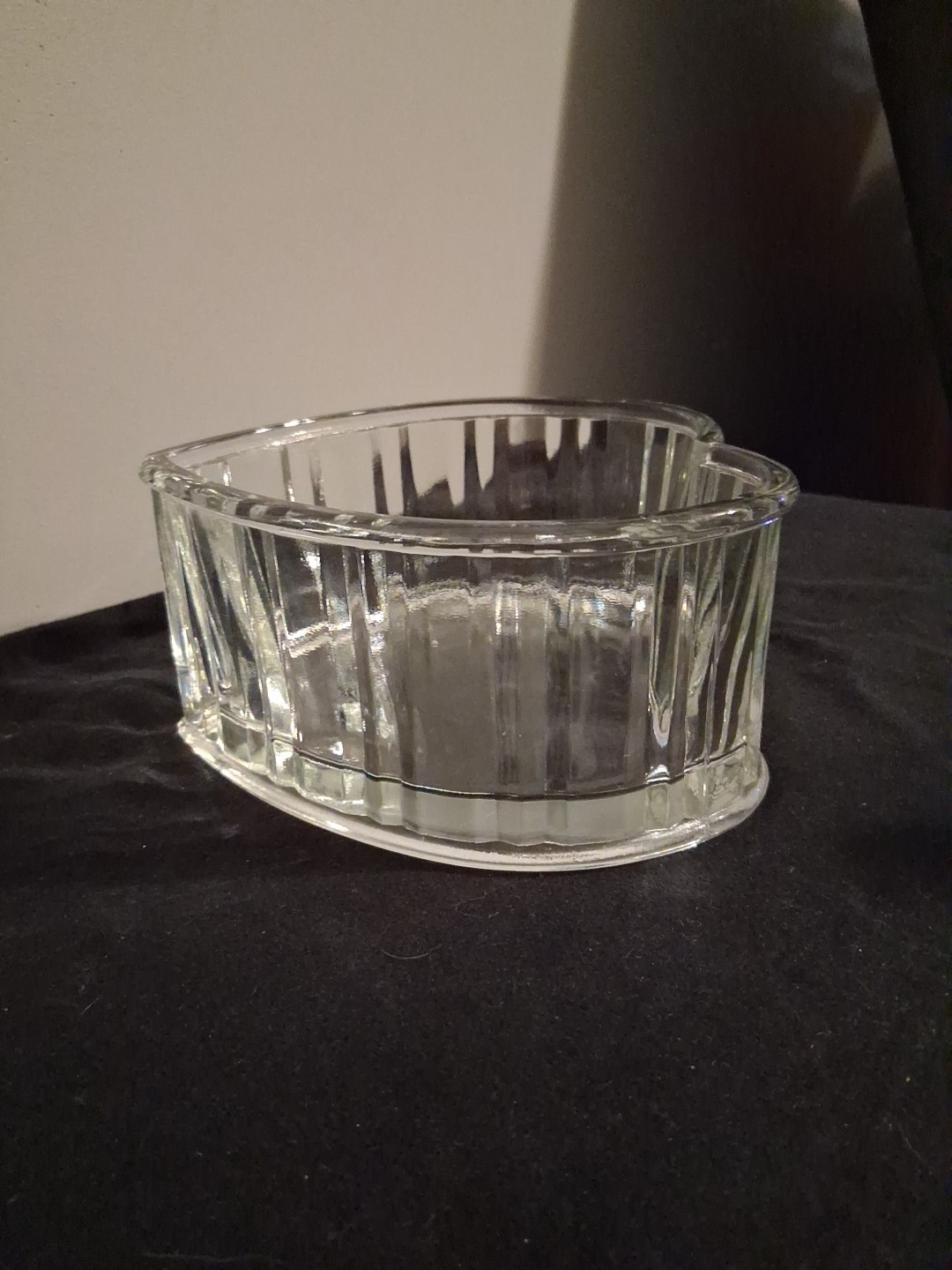 Vintage Crystal Glass Heart 3 Inches Deep 5.5 Inches Wide Mint Condition