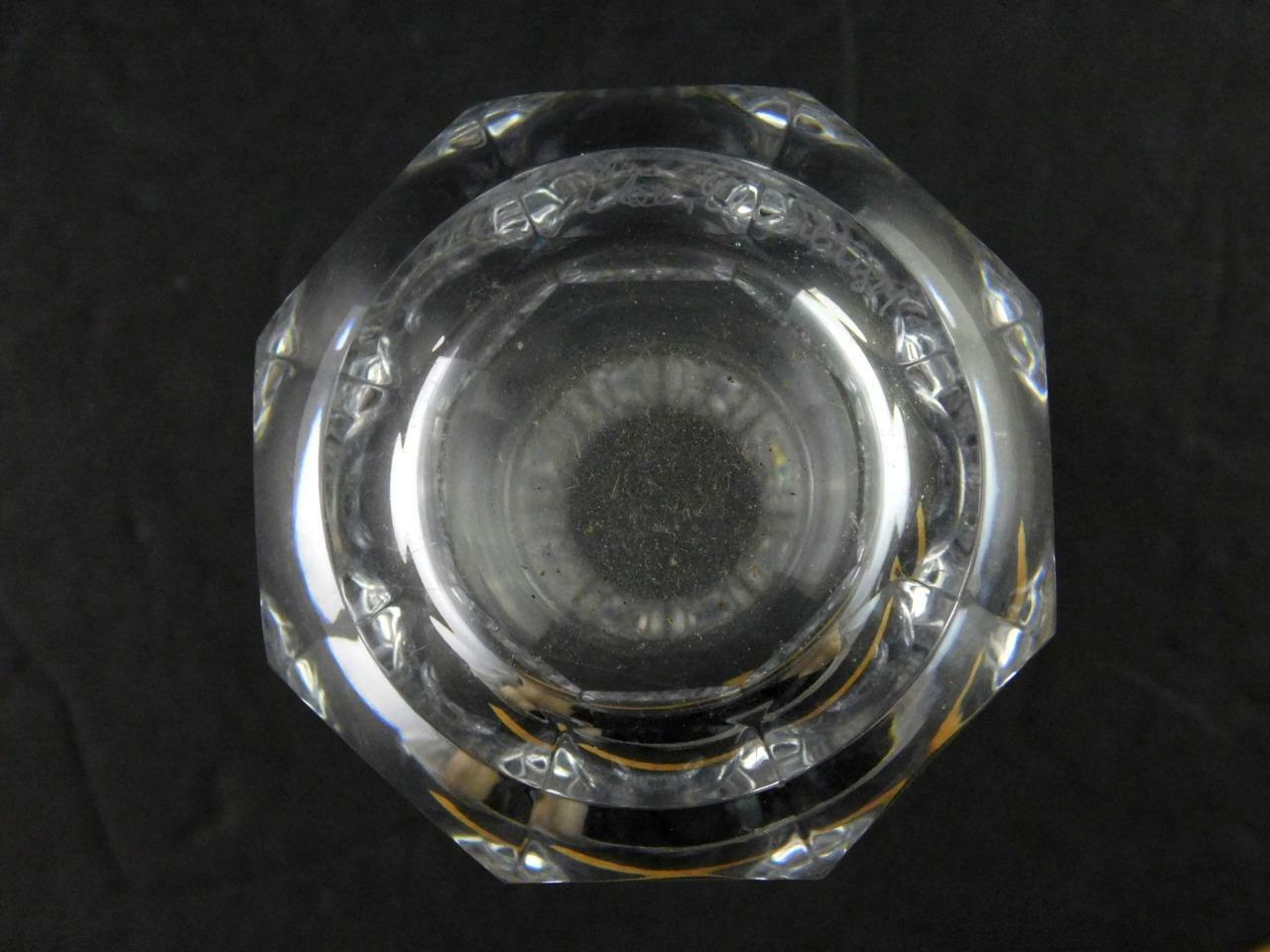 Signed Art Glass Vase Paneled Design Unknown Artist Clear Crystal