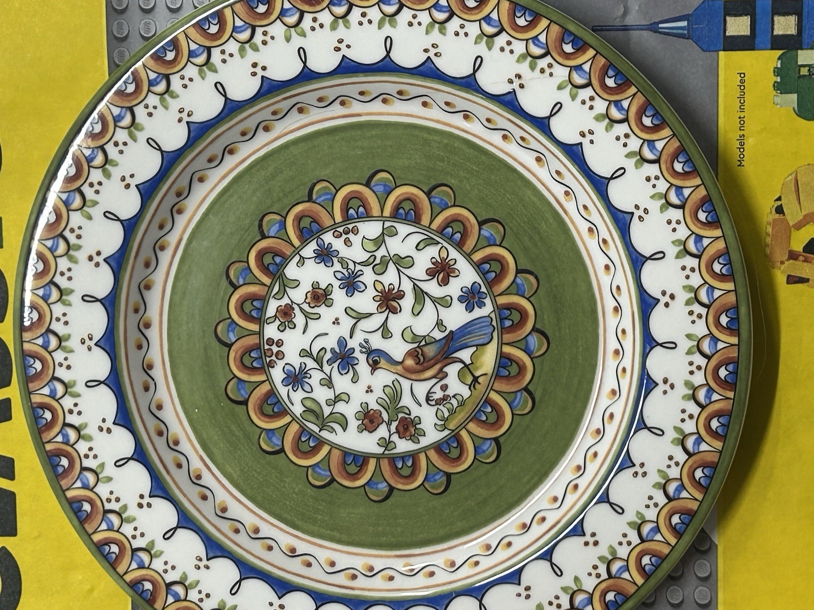 Set of 4 World Market Passaro Peacock Salad Plate 8 3/8” Unique Folk Art Style