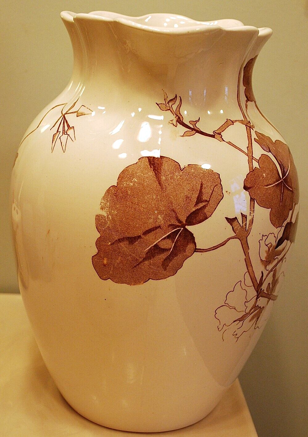 Antique ‘BETA’ Victorian Water Pitcher FURNIVALS IRONSTONE TRANSFERWARE POTTERY