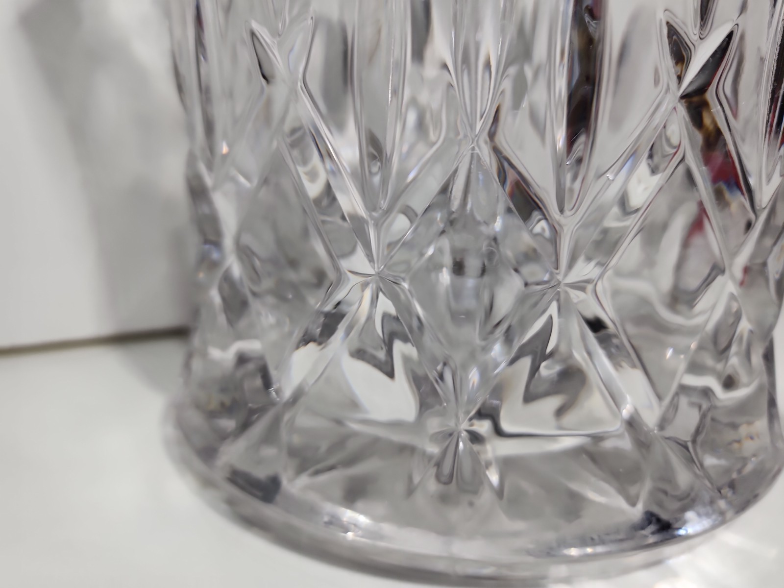 Gorham Lady Anne Hexagon Cut Crystal Biscuit Barrel Jar w/Lid 9″ H x 6″ D