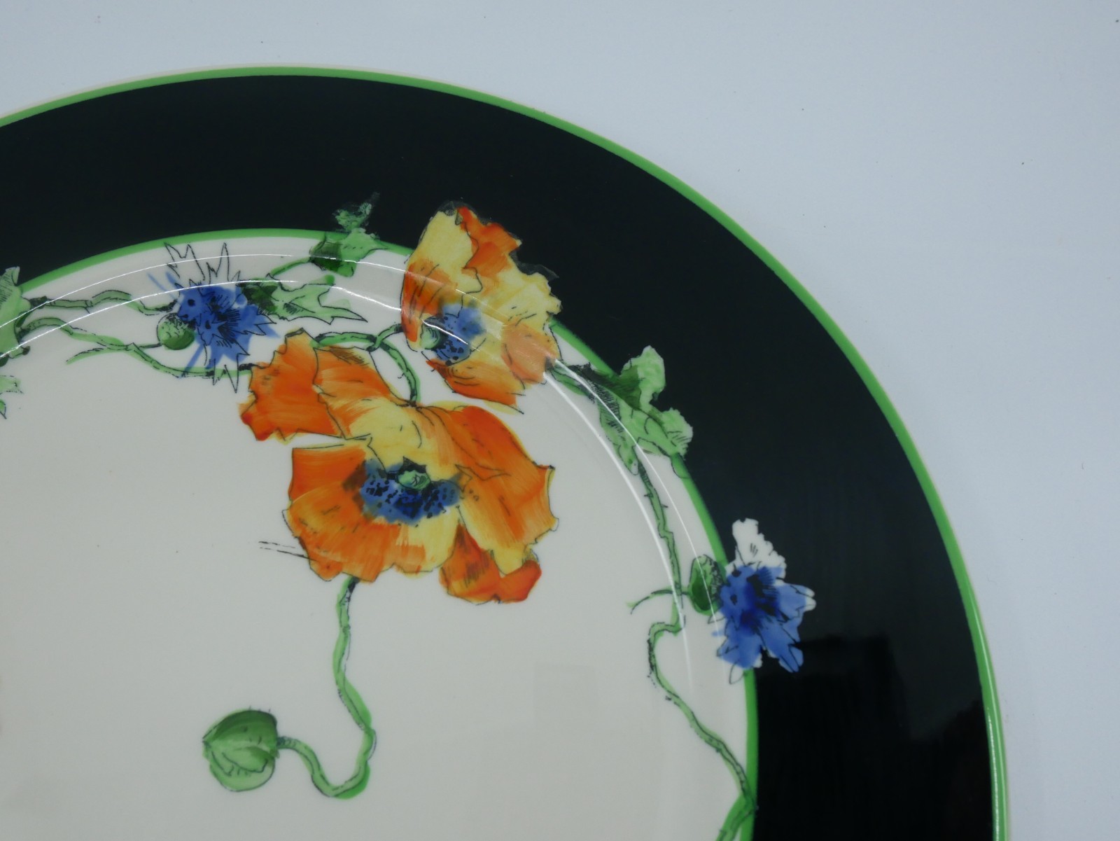 Vintage Syracuse Old Ivory Nature Study Poppies Dinner Plate #3 Black & White