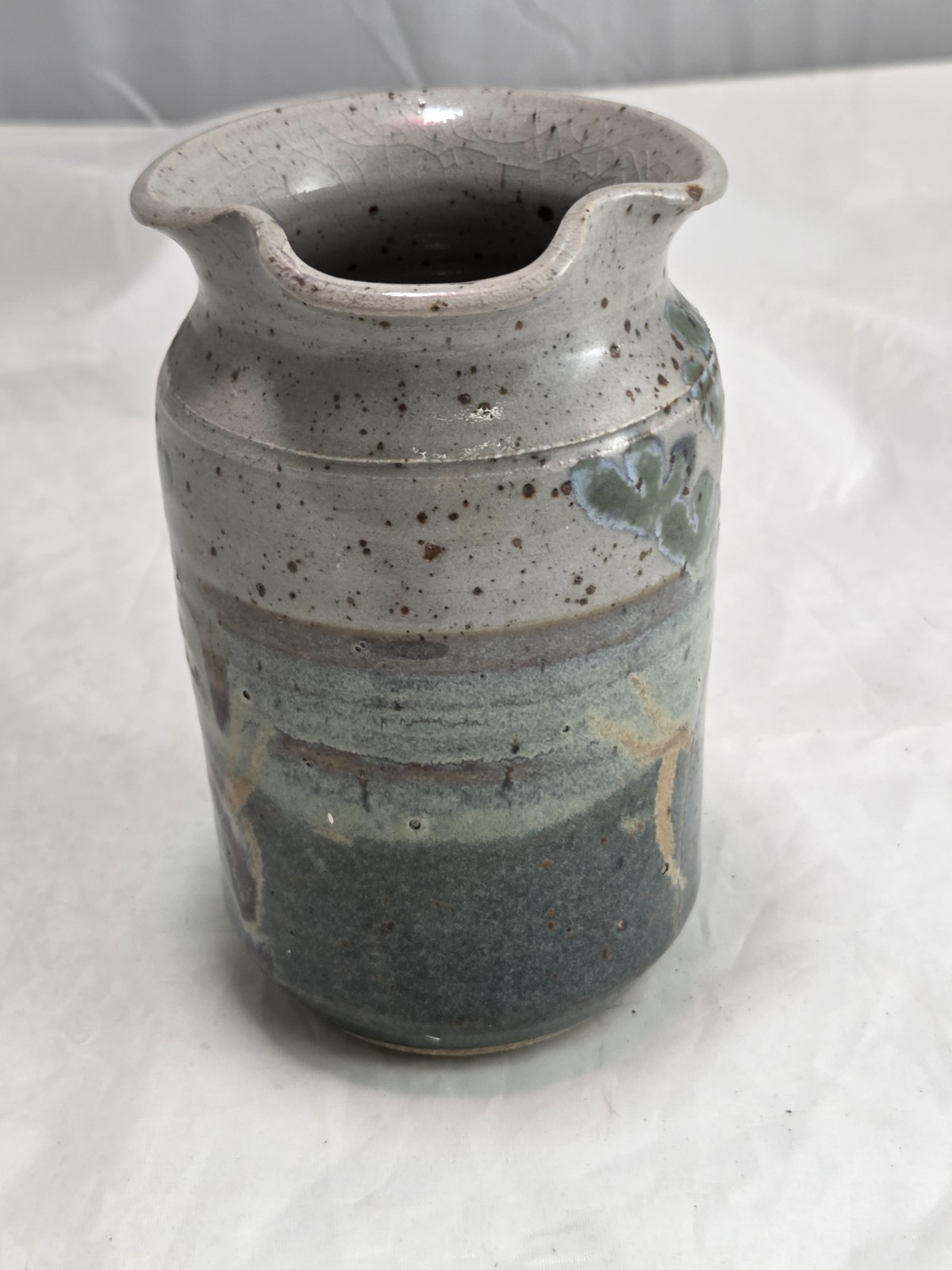 Vintage STUDIO Art Hand Painted, Hand Crafted Drip Glaze Stoneware Pitcher.
