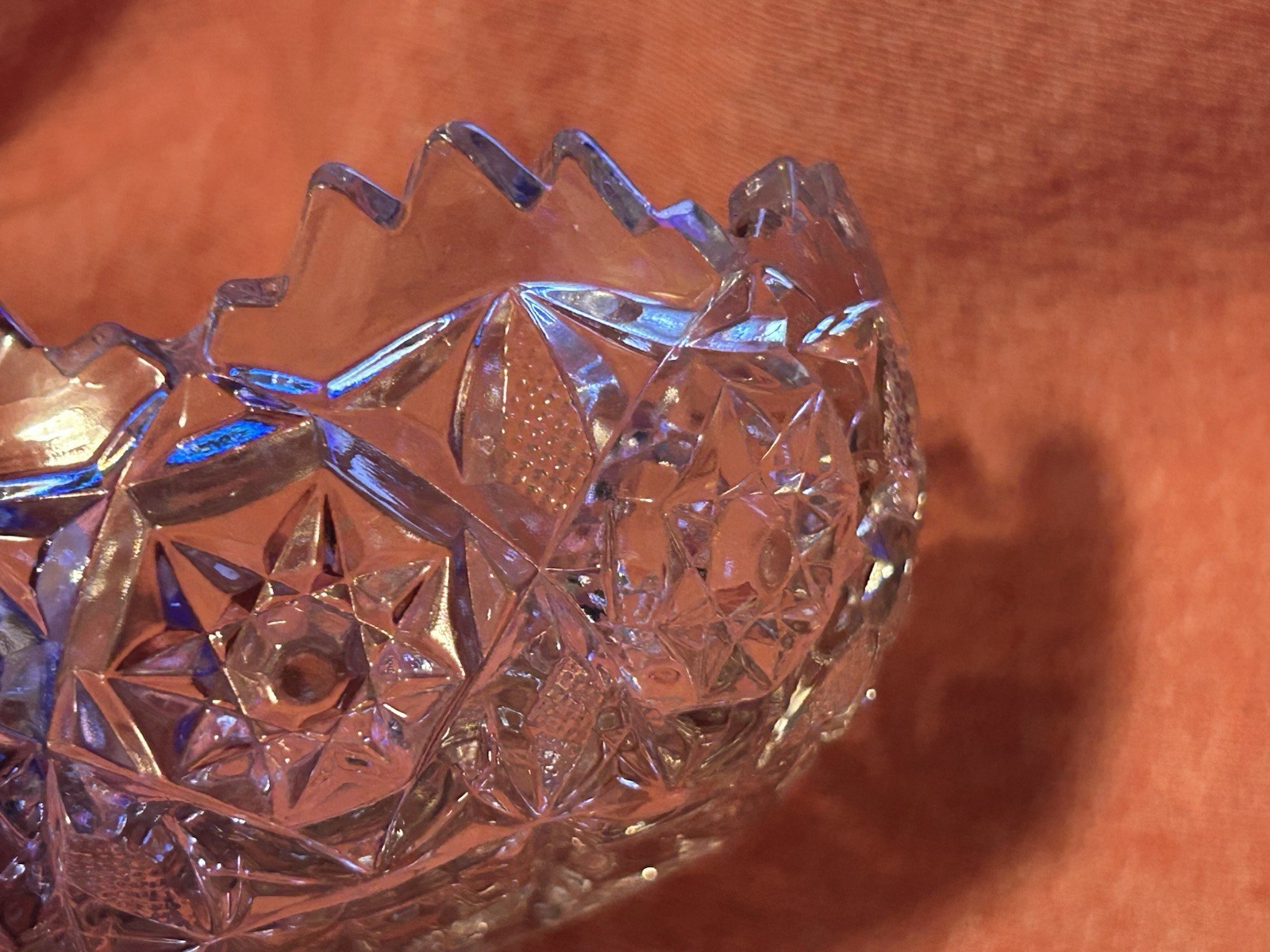 ABP American Brilliant Period Cut Glass Bowl 4” Diameter Jagged Edges