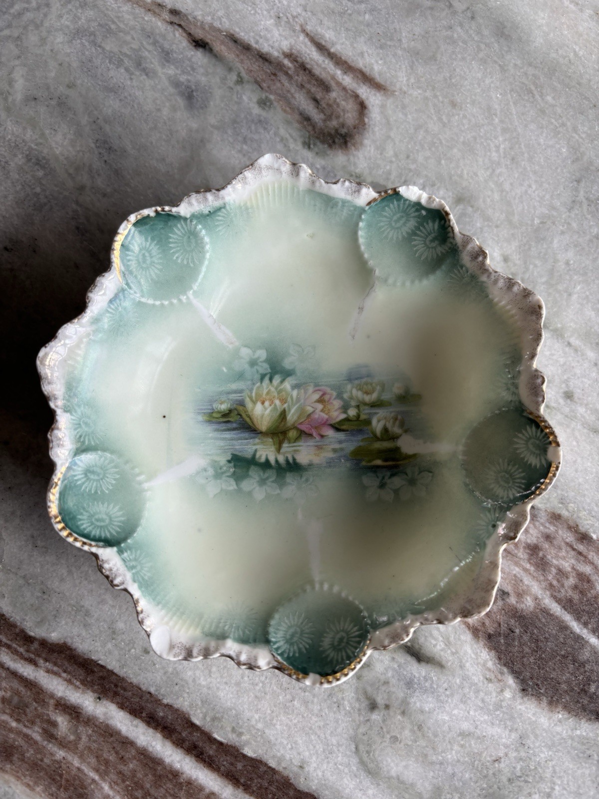 🪷RS Prussia Reflecting Water Lillies Berry Bowls- 5 Inch-Set Of 3🪷