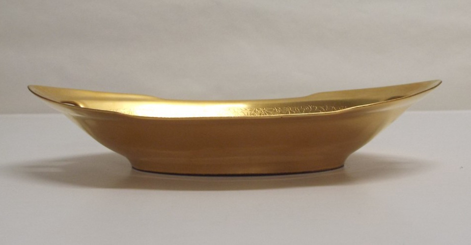 PICKARD Rose & Daisy Gold Porcelain Candy Dish – #437, 8″x4″, NO chips/cracks