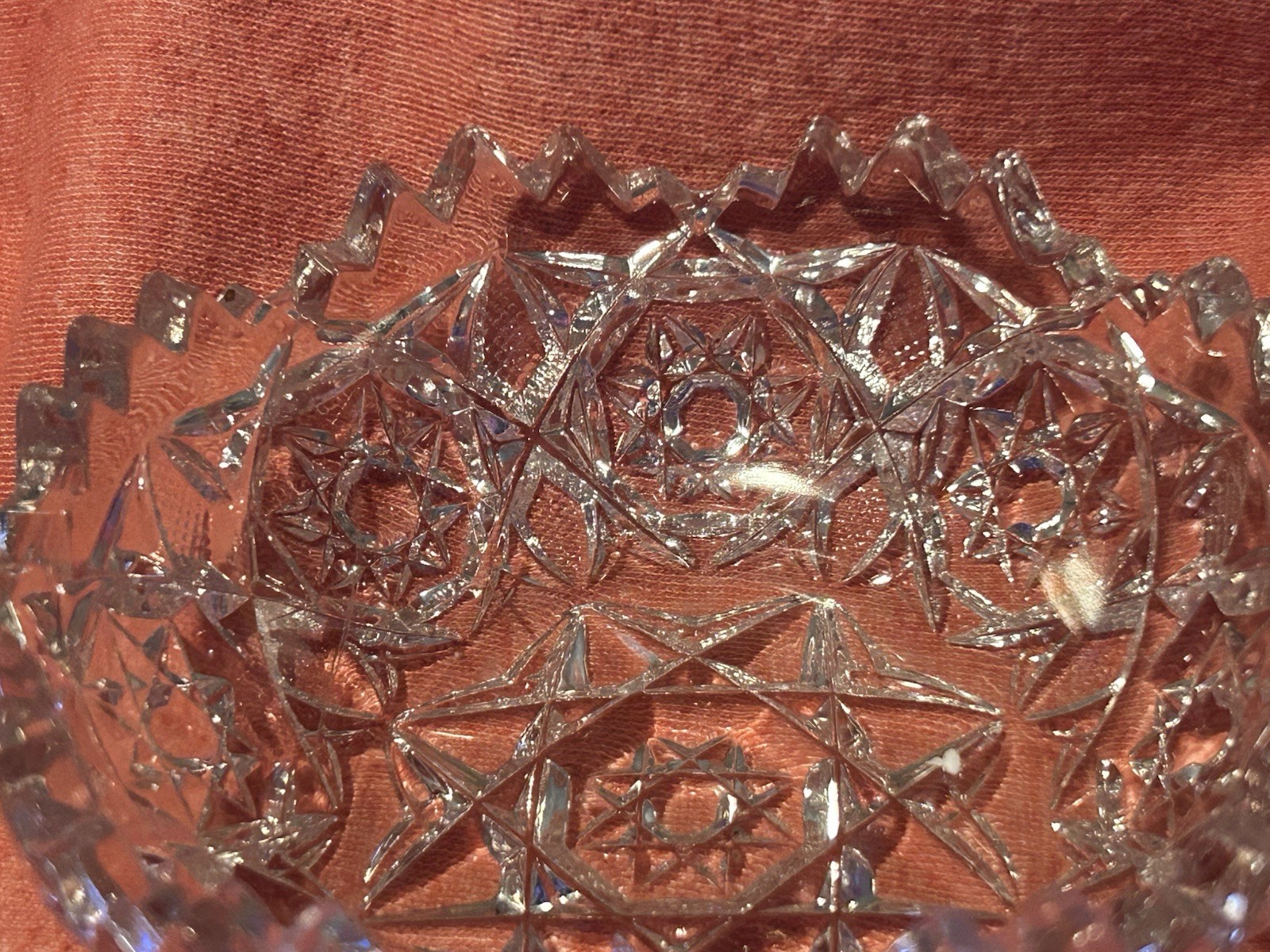 ABP American Brilliant Period Cut Glass Bowl 4” Diameter Jagged Edges