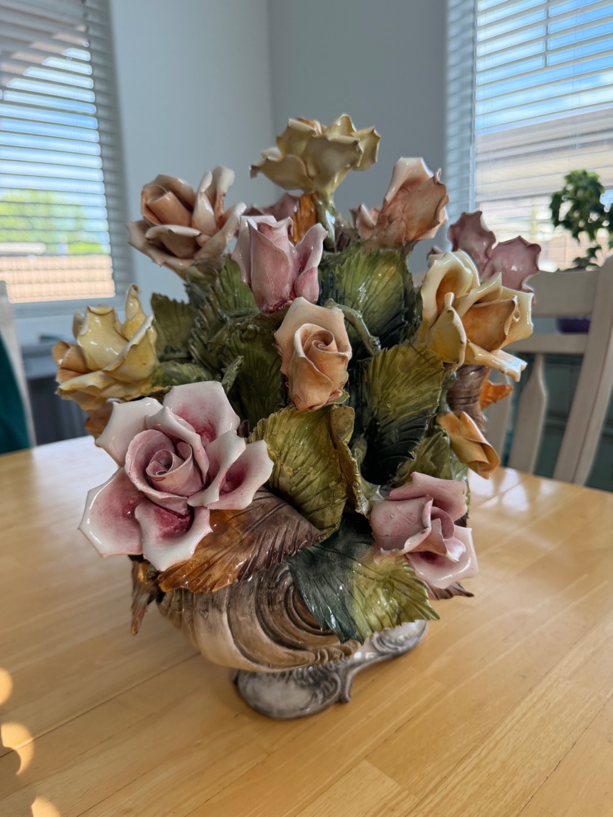Vintage Capodimonte Porcelain Footed Extra Large Flower Centerpiece