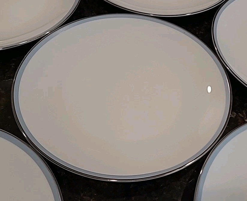 SET (8) Noritake China BLUETONE 8 1/8″ Salad Plates 6379 Japan. Blue, Platinum