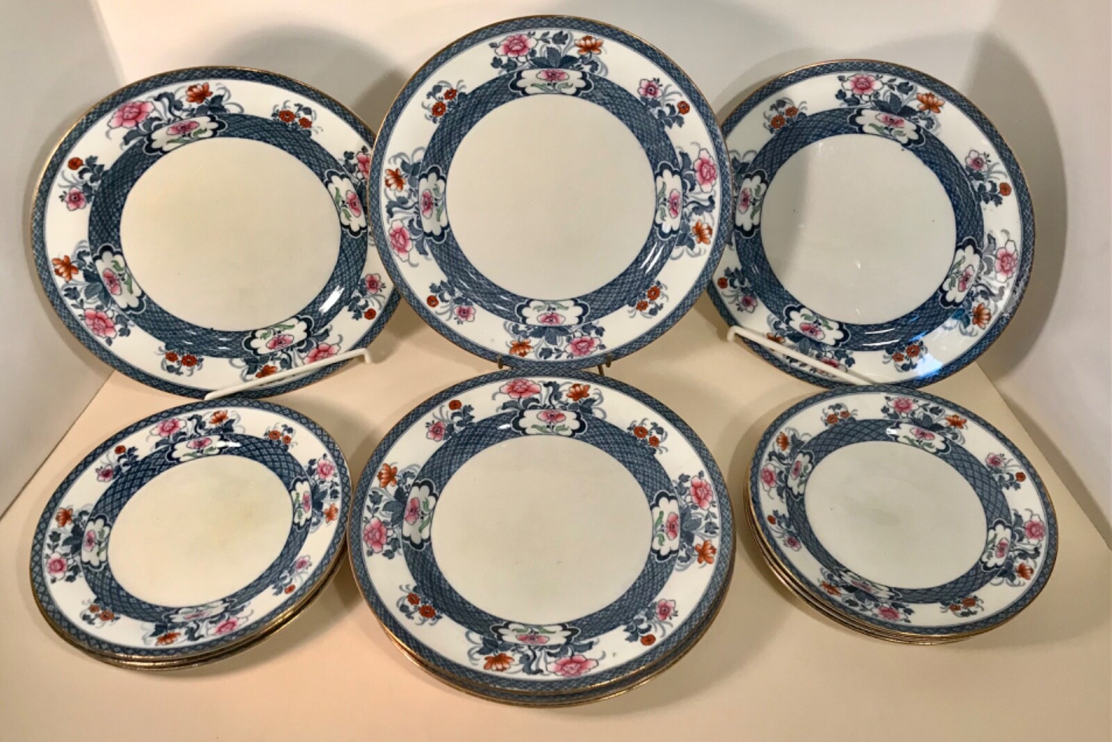 F. Winkle & Co. Set of 12 Dinner/Luncheon Plates OLD NANKIN Pattern c1911-1925